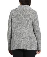 Rafaella Plus Size Boucle Asymmetrical Button Sweater