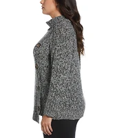 Rafaella Plus Size Boucle Asymmetrical Button Sweater