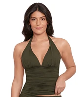 Lauren Ralph Beach Club Solid Molded Cup Halter Tankini Top