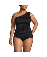 Lands' End Plus Ruched One Shoulder Midkini Swimsuit Top