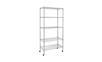 Slickblue 5-Tier Nsf-Certified Steel Wire Shelving with Wheels - Chrome