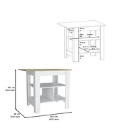 Depot E-Shop Finley Kitchen Island, kitchen table 35" H, 3 Open Shelves