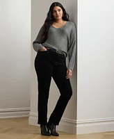 Lauren Ralph Plus Metallic Rib-Knit Dolman-Sleeve Sweater