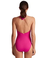 Lauren Ralph Women's Macrame-Ring High-Neck One-Piece Swimsuit