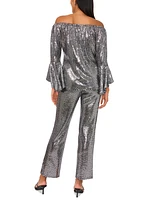 Sam & Jess Women's Metallic Pull-On Straight-Leg Pants