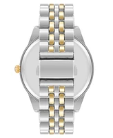 Steve Madden Men's Coin Edge Silver-Tone and Gold-Tone Alloy Metal Watch, 44mm