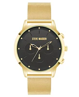 Steve Madden Men's Minimalist and -Tone Stainless Steel Mesh Watch, 45mm