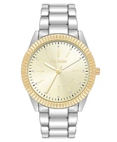 Steve Madden Women's Coin Edge Silver-Tone and Gold-Tone Alloy Metal Bracelet Watch, 36mm