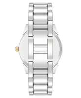 Steve Madden Women's Coin Edge Silver-Tone and Gold-Tone Alloy Metal Bracelet Watch, 36mm