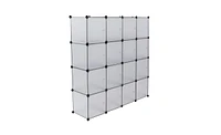 Slickblue 16-Cube Storage Shelf Bookcase in White, Versatile Shelving Unit for Organizing Closets, Toys, and More