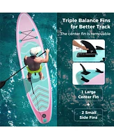 Hongge 10/11 Feet Inflatable Stand up Paddle Board with 3 Fins and Adjustable Paddle
