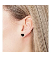 The Lovery Large Onyx Heart Stud Earrings 14K Gold