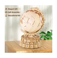 Miebely 3D Wooden Puzzles for Adults Illuminated Globe Music Box,Blue