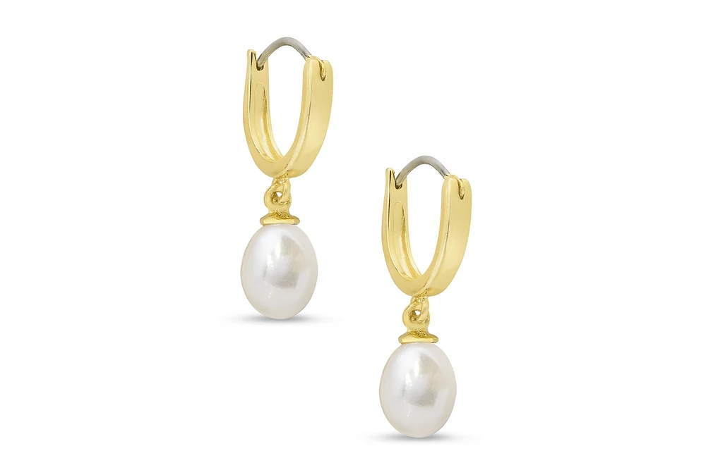 Lily Nily Girls Freshwater Pearl Dangle Hoop Earrings