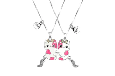 Lily Nily Girls Bff Magnetic Pink Cat Necklace Set