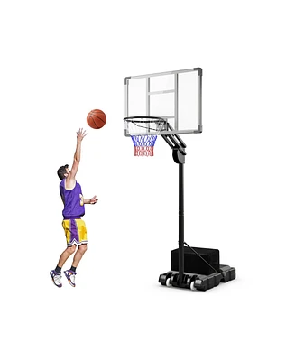 Hongge 4.9-10 Feet Adjustable Basketball Hoop with Shatterproof Backboard