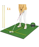 Hongge Artificial Turf Mat for Indoor and Outdoor Golf Practice Includes 2 Rubber Tees and 2 Alignment Sticks-27mm