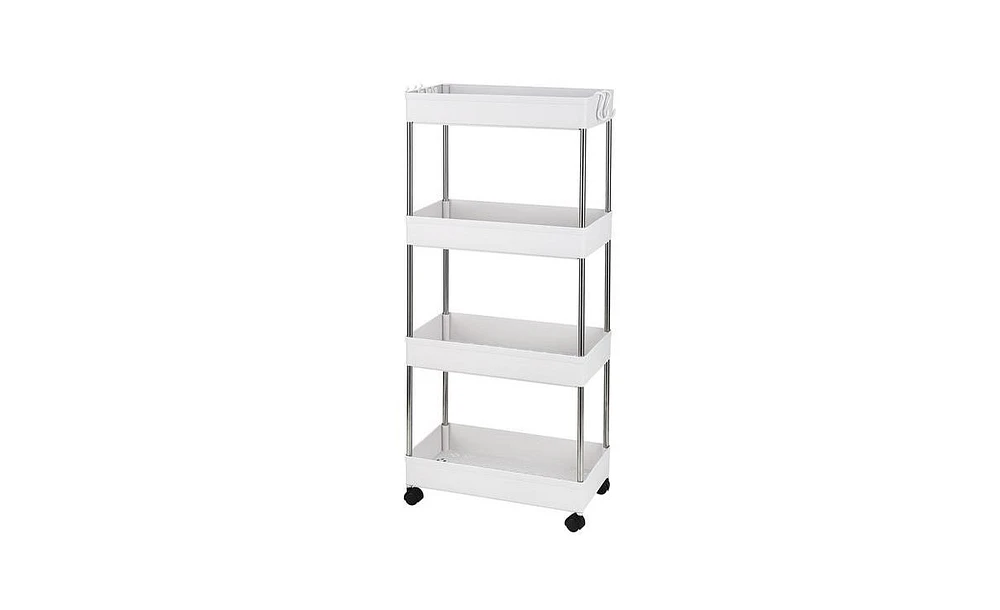 Slickblue 4-Layer Mobile Storage Cart Multi-Functional Shelving for Kitchen, Bathroom, and Laundry Spaces