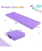 Hongge 6 x 2 Ft Tri-Fold Gym Mat with Handles and Removable Zippered Cover