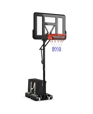 Hongge 7.9-10 Feet Portable Basketball Hoop System with Sturdy Base and Wheels-Black