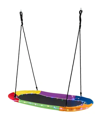 Hongge 60 Inches Saucer Swing with Led Lights for Kids and Adults-Multicolor