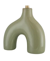 360 Lighting Lyrah 25" High Mid Century Modern Table Lamp Green Glaze Finish Ceramic Single Fabric White Shade Living Room Bedroom Bedside Nightstand