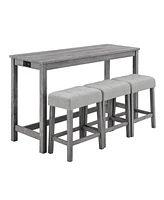 Streamdale Furniture Exquisite Industrial Dining Table with Space-Saving Bar Stools