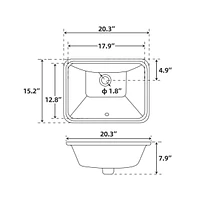 gaomon 20"x15" Rectangular White Ceramic Vessel Sink;Premium Quality Above Counter