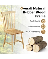 Gymax Dining Chair Set of 4 Solid Wood Windsor Chair w/ High Spindle Back & Wide Seat Natural