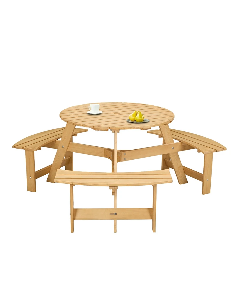 Streamdale Furniture Waterproof Picnic Table with Umbrella Hole and Benches for 6