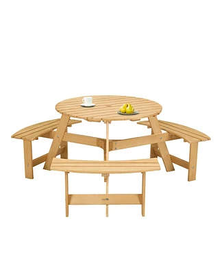 Streamdale Furniture Waterproof Picnic Table with Umbrella Hole and Benches for 6