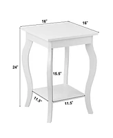 Gymax Set of 2 Accent Side Table Sofa End Table Night stand Coffee Table w/ Shelf White