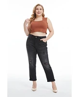 Bayeas Women's High Rise Painted Mom Jeans Black