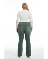 Bayeas Women's Emily High Rise Distressed Flare Pants Green