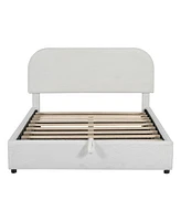 Teddy Fleece Full Size Upholstered Platform Bed with Hydraulic Storage System, Gray