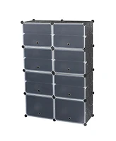 Slickblue 7-Tier Portable Shoe Rack Organizer with 28 Pairs Capacity, Expandable 14-Grid Storage Tower for Heels, Boots, and Slippers