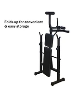 Slickblue Weight Bench Press Set with Squat Rack Essential Home Gym Equipment for Full-Body Workouts