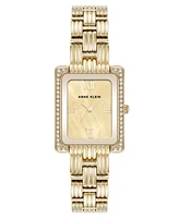 Anne Klein Women's Quartz Premium Crystal Accented Grooved Gold-Tone Alloy Metal Bracelet Watch, 24mm