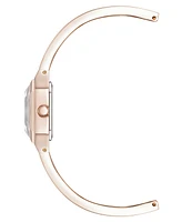 Anne Klein Women's Quartz Premium Crystal Burgundy Enamel and Rose Gold-Tone Alloy Metal Bangle Watch, 23mm