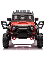 24V Kids Ride On 400W Electric toy car W/Parents Control, Four-wheel suspension, Front and rear Led searchlight, With Bluetooth, MP3,Usb, Music