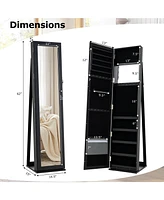 Costway Mirrored Jewelry Cabinet Armoire Lockable Standing Storage Organizer with Shelf