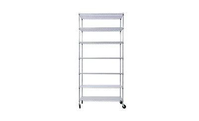 Slickblue 7-Tier Heavy-Duty Metal Wire Shelving Unit, 2450 lbs Capacity with Wheels & Liners for Kitchen, Garage, Closet - 81.5"H x 48"L x 18"D