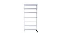 Slickblue 7-Tier Heavy-Duty Metal Wire Shelving Unit, 2450 lbs Capacity with Wheels & Liners for Kitchen, Garage, Closet - 81.5"H x 48"L x 18"D