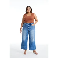 Bayeas Women's High Rise Wide Leg Jeans Medium Blue