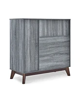 Mid-Century Modern Cabinet with Faux Wood and Storage