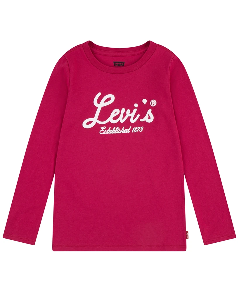 Levi's Toddler and Little Girls Long Sleeve Script Logo T-shirt