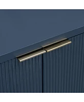 Vertical Stripes and Wavy Design of a Four-Door Cabinet Cabinet Suitable for Hallway, Entryway, Living Room