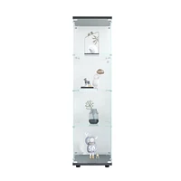 Glass Display Cabinet 4 Shelves with Door, Floor Standing Curio Bookshelf for Living Room Bedroom Office, 64.7" 16.7" 14.3", Black