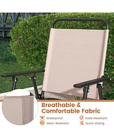 Gymax Outdoor Folding Bar Chair Set of 2 Patio Dining Chairs w/ Breathable Fabric