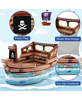 Hongge Inflatable Pirate Ship Playhouse with Built-in Motor and Inflatable Toy Sword